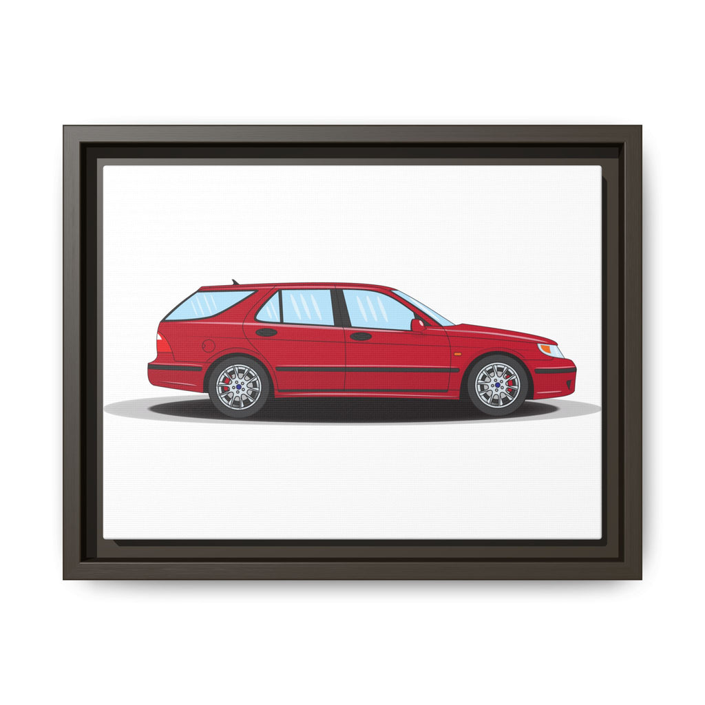Saab 9-5 OG Aero Wagon Laser Red Art Print — Framed Matte Canvas Wall Decor