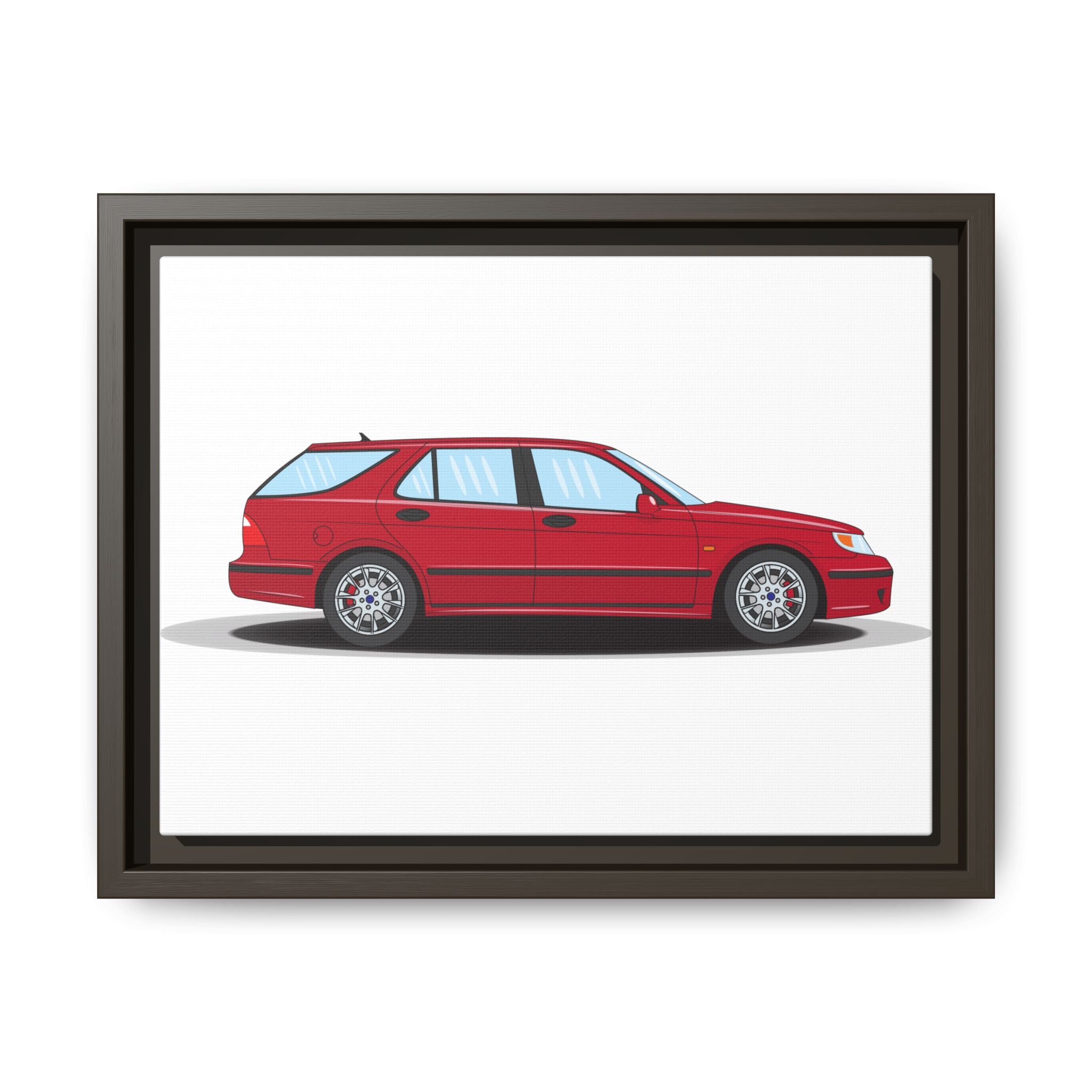 Saab 9-5 OG Aero Wagon Laser Red Art Print — Framed Matte Canvas Wall Decor