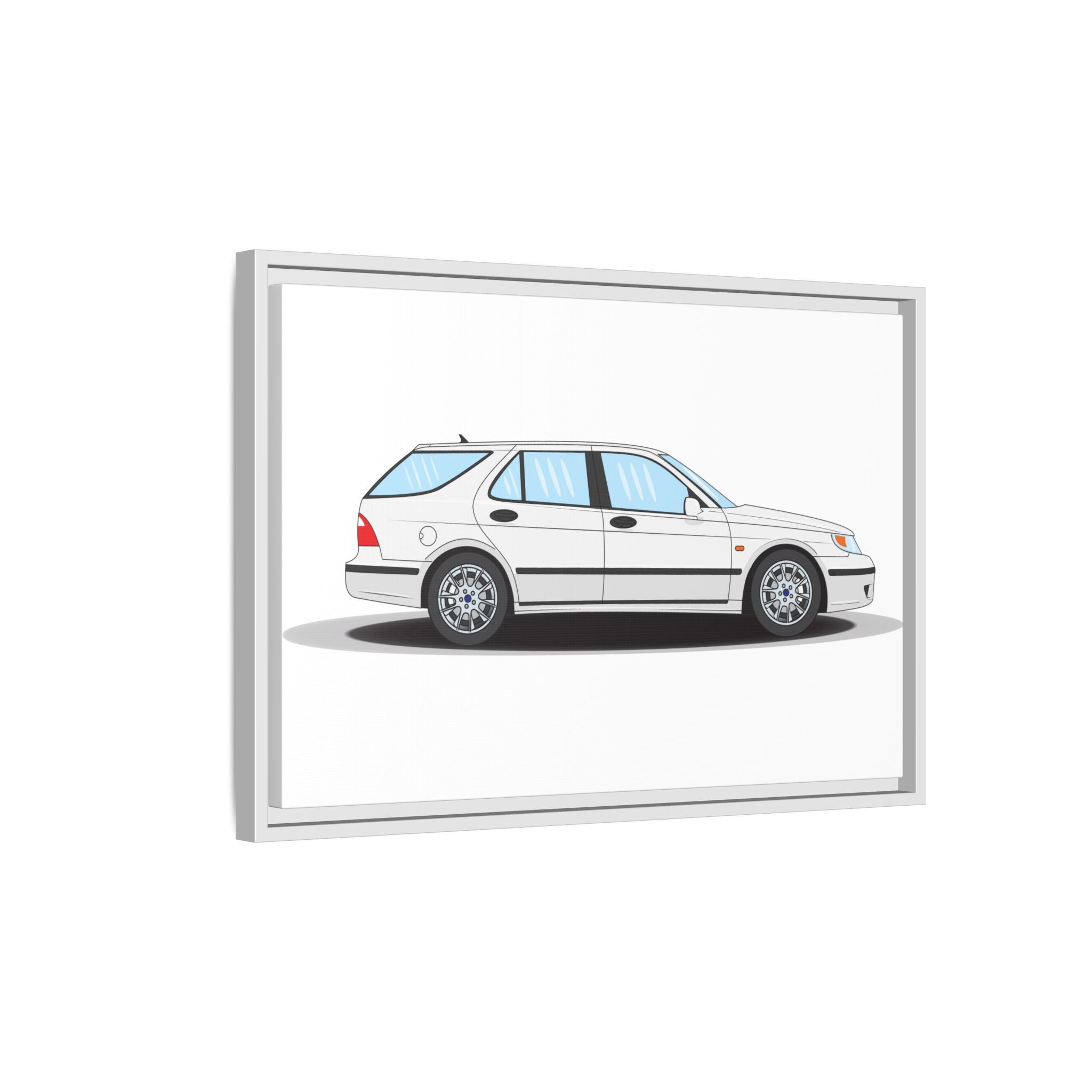 Saab 9-5 OG Aero Wagon Artic White Art Print — Framed Matte Canvas Wall Decor