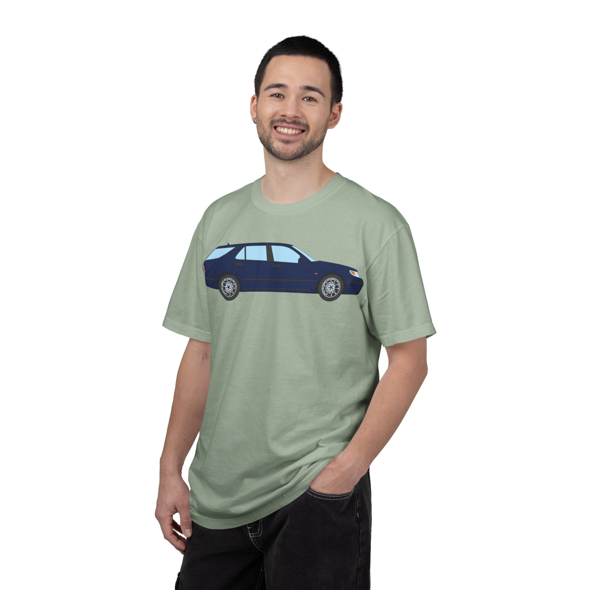 Saab 9-5 OG Aero Wagon Midnight Blue  — T-Shirt — Retro Car Graphic Tee