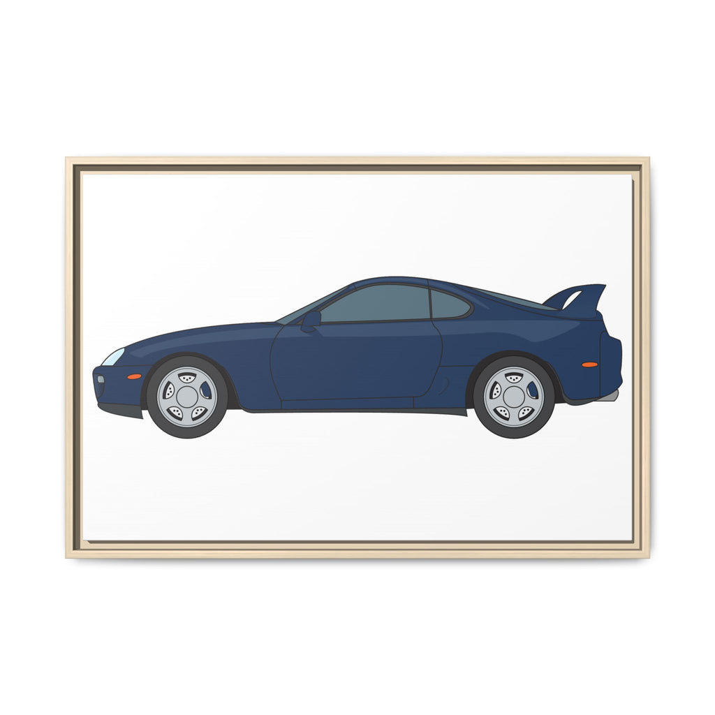 Toyota Supra MK4 Royal Sapphire Art Print — Framed Matte Canvas Wall Decor