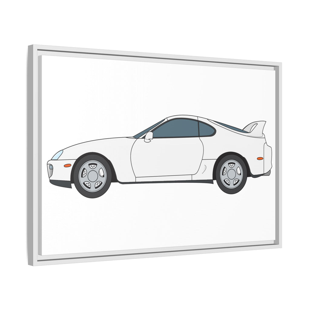 Toyota Supra MK4 Super White ll Art Print — Framed Matte Canvas Wall Decor