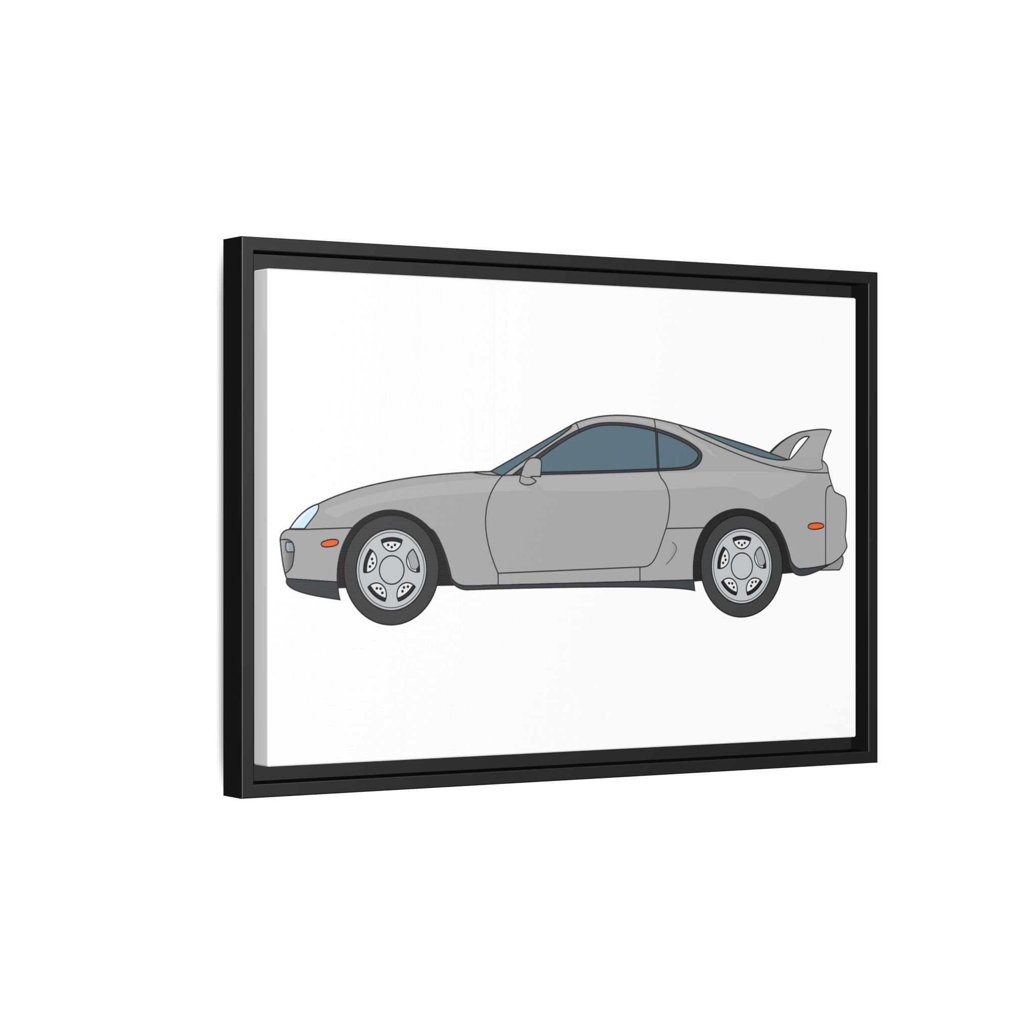 Toyota Supra MK4 Silver Metallic Art Print — Framed Matte Canvas Wall Decor