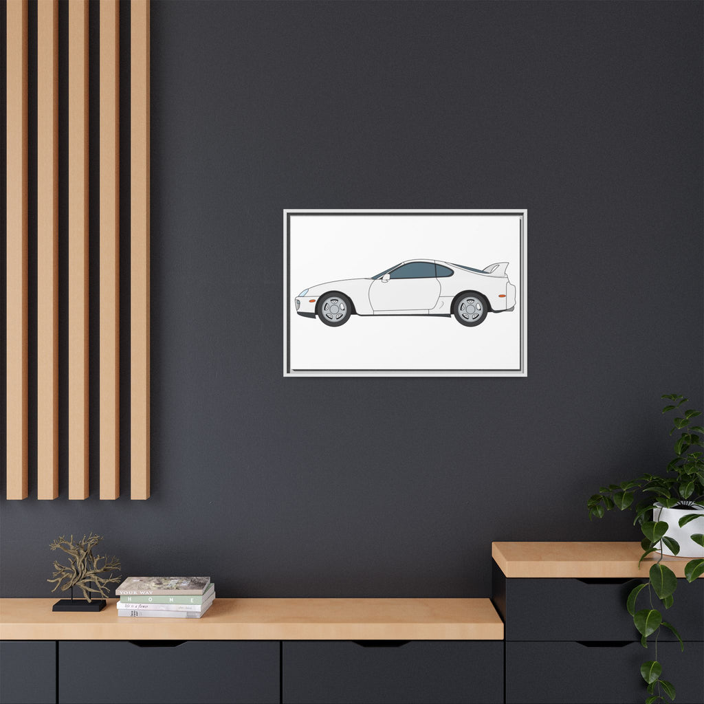 Toyota Supra MK4 Super White ll Art Print — Framed Matte Canvas Wall Decor