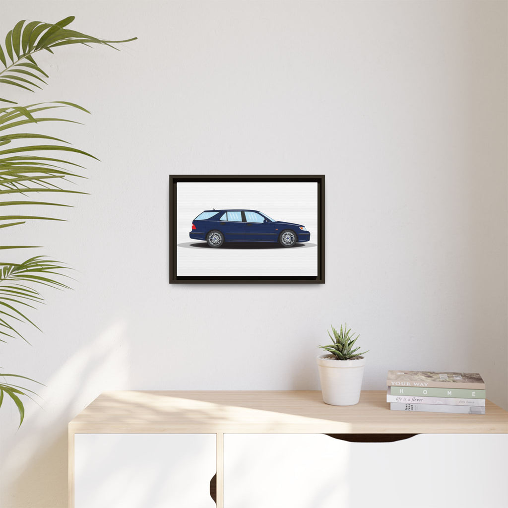 Saab 9-5 OG Aero Wagon Midnight Blue Art Print — Framed Matte Canvas Wall Decor