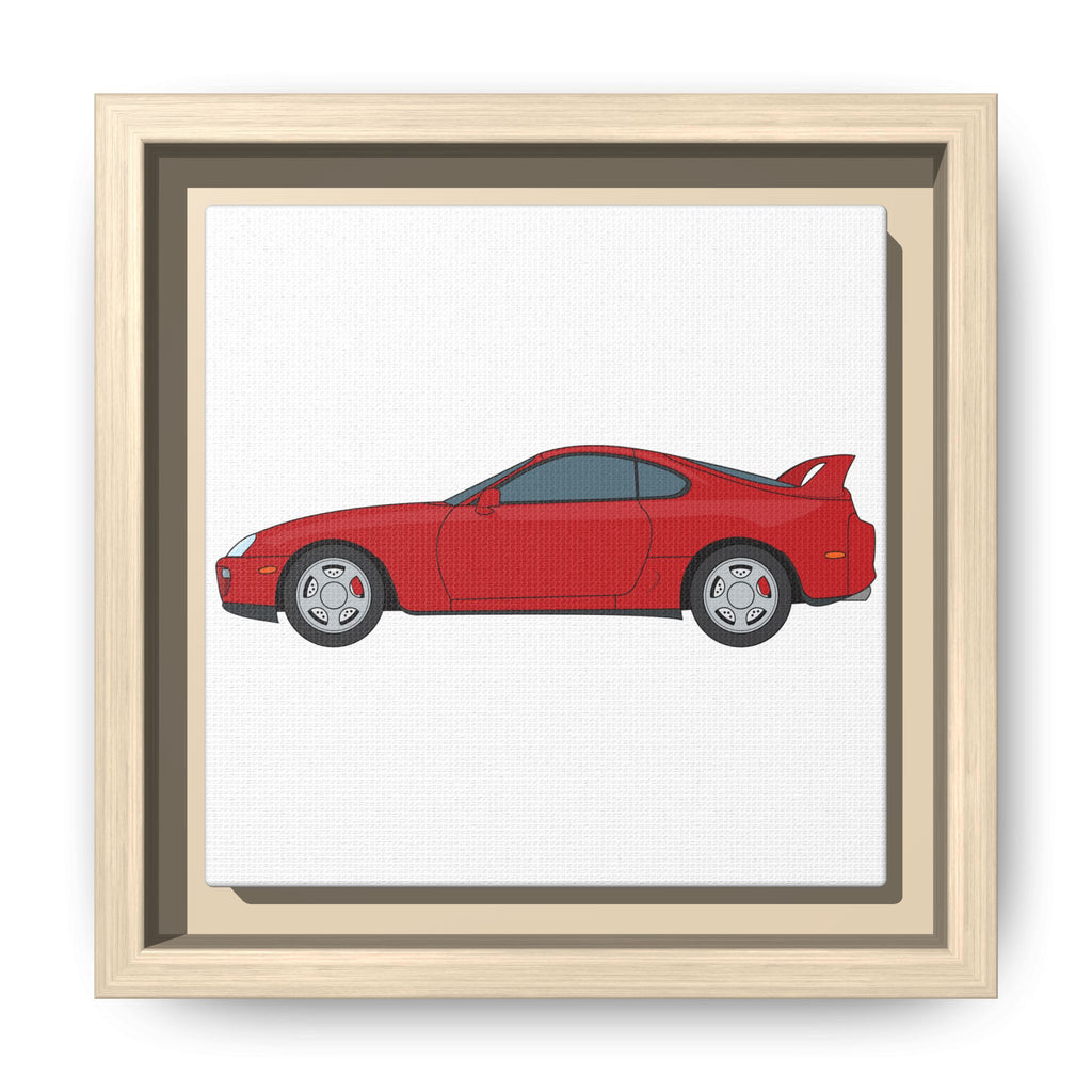 Toyota Supra MK4 Super Red ll Art Print — Framed Matte Canvas Wall Decor