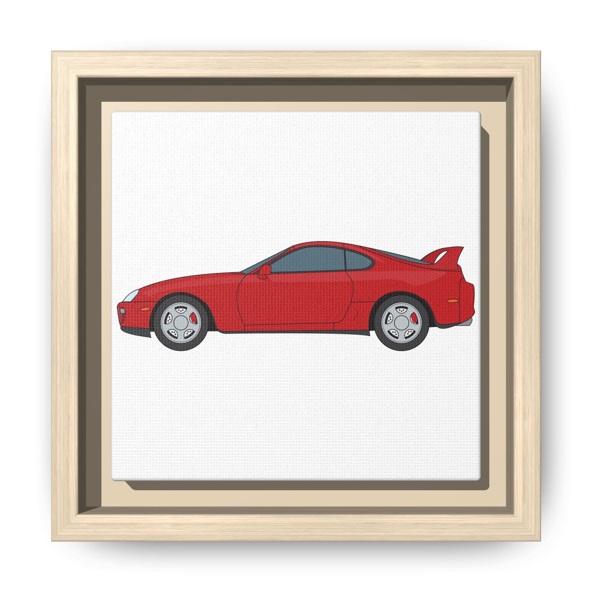 Toyota Supra MK4 Super Red ll Art Print — Framed Matte Canvas Wall Decor