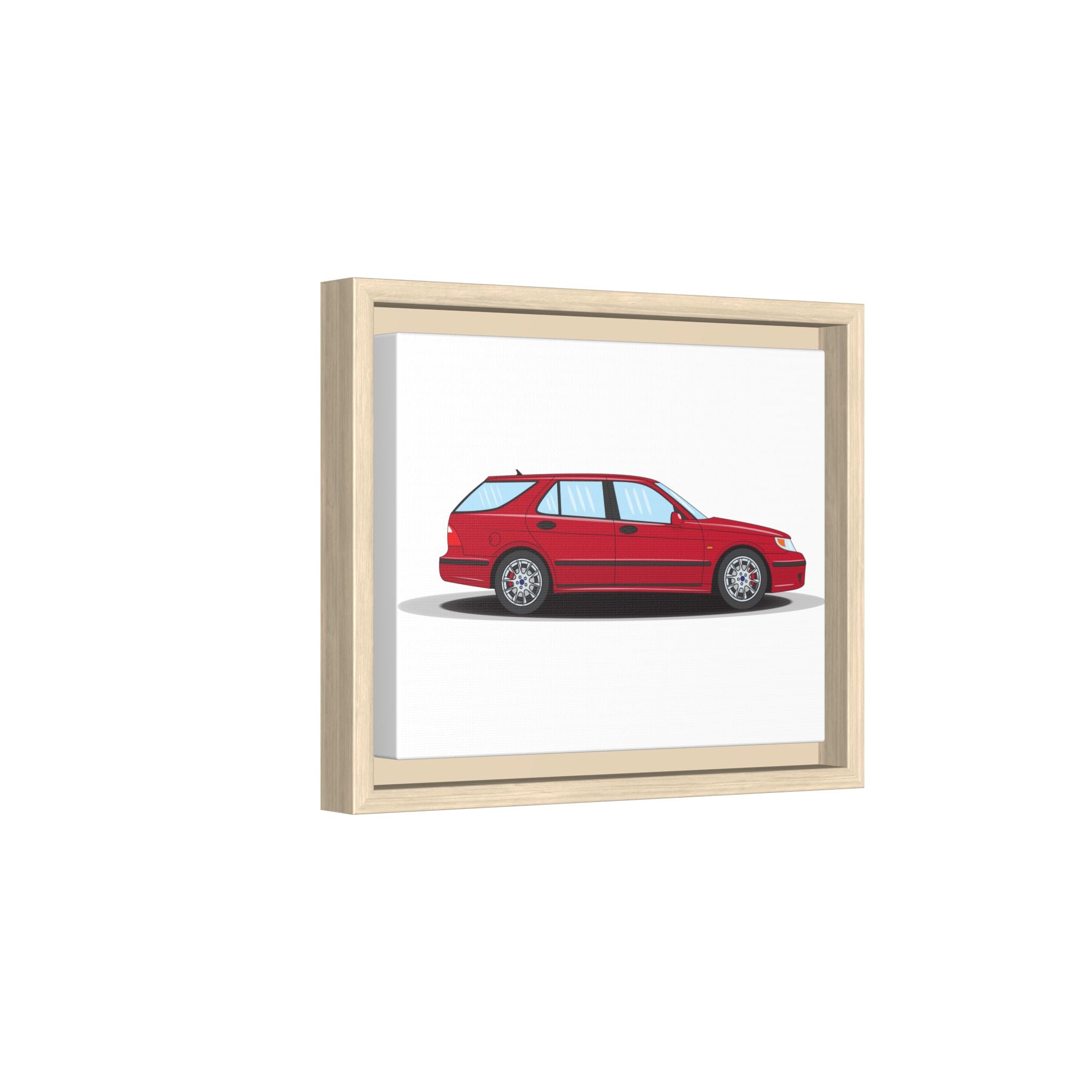 Saab 9-5 OG Aero Wagon Laser Red Art Print — Framed Matte Canvas Wall Decor
