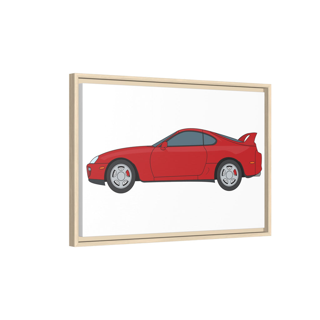 Toyota Supra MK4 Super Red ll Art Print — Framed Matte Canvas Wall Decor