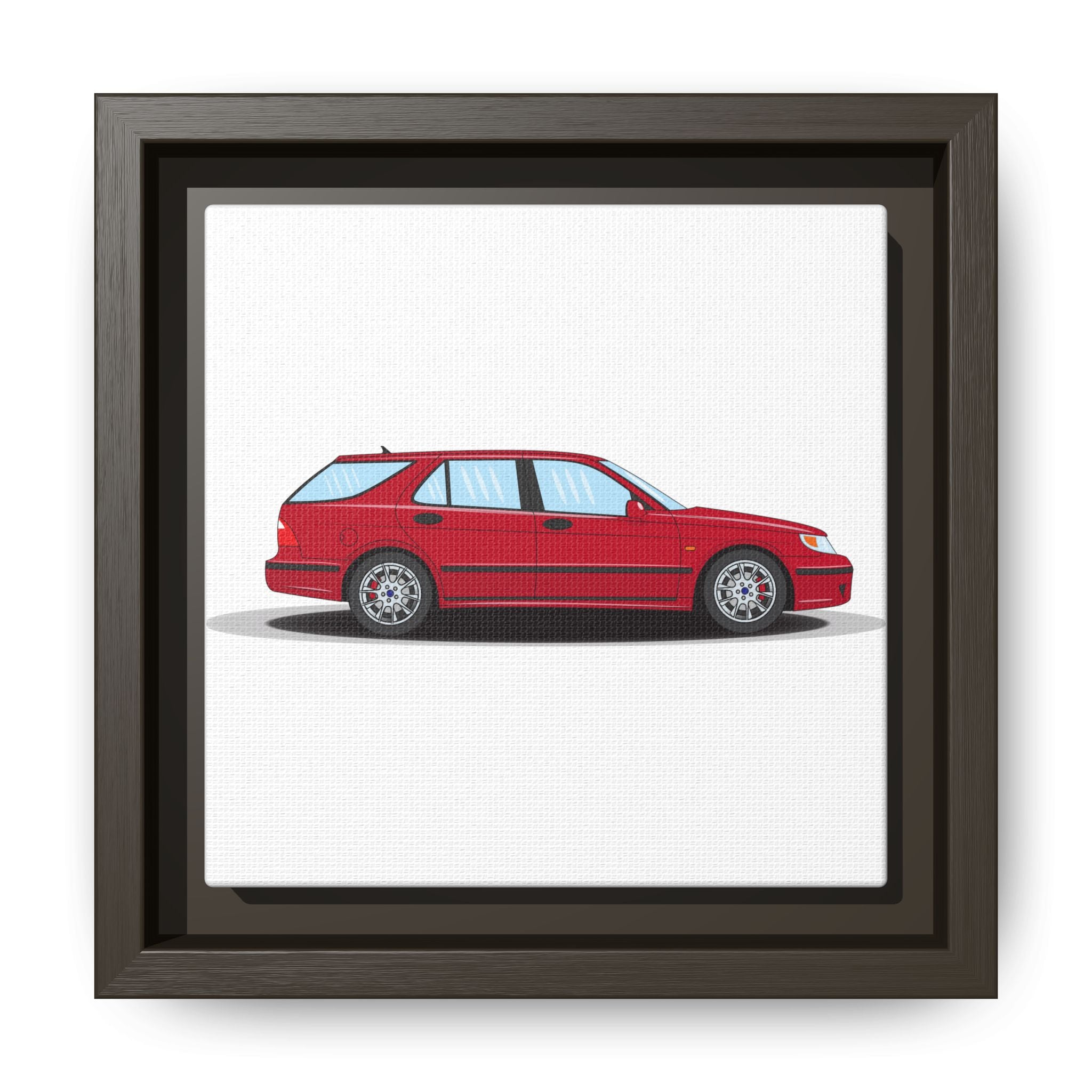 Saab 9-5 OG Aero Wagon Laser Red Art Print — Framed Matte Canvas Wall Decor
