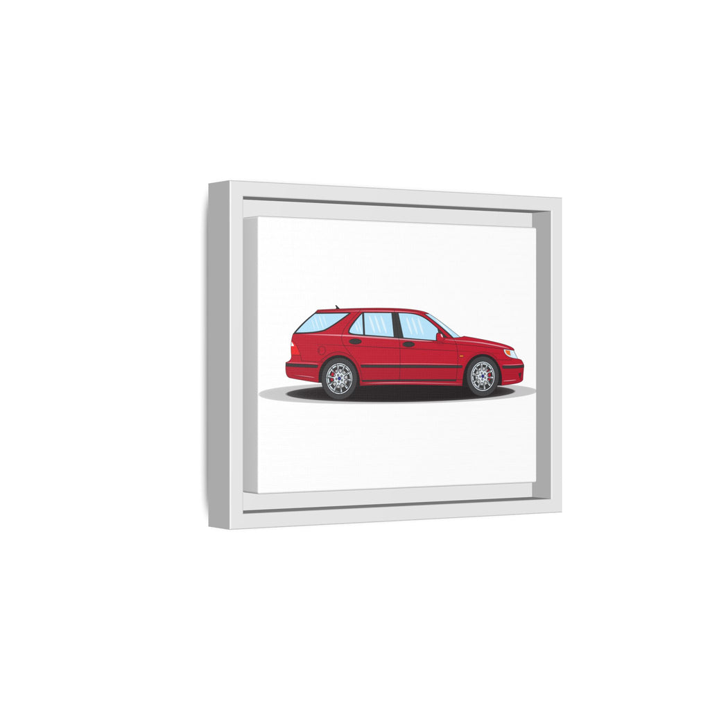 Saab 9-5 OG Aero Wagon Laser Red Art Print — Framed Matte Canvas Wall Decor