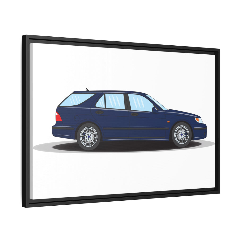 Saab 9-5 OG Aero Wagon Midnight Blue Art Print — Framed Matte Canvas Wall Decor