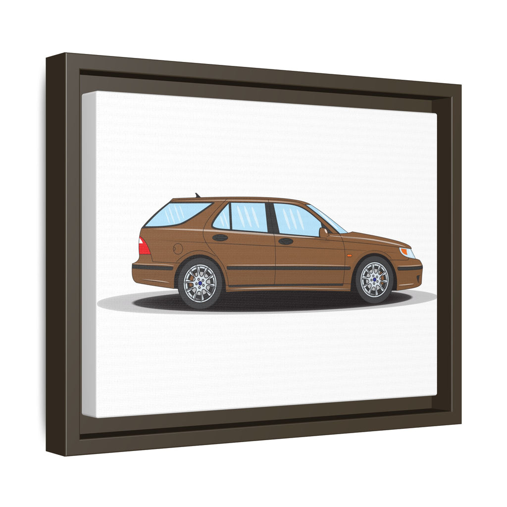 Saab 9-5 OG Aero Wagon Hazelnut Metallic Art Print — Framed Matte Canvas Wall Decor
