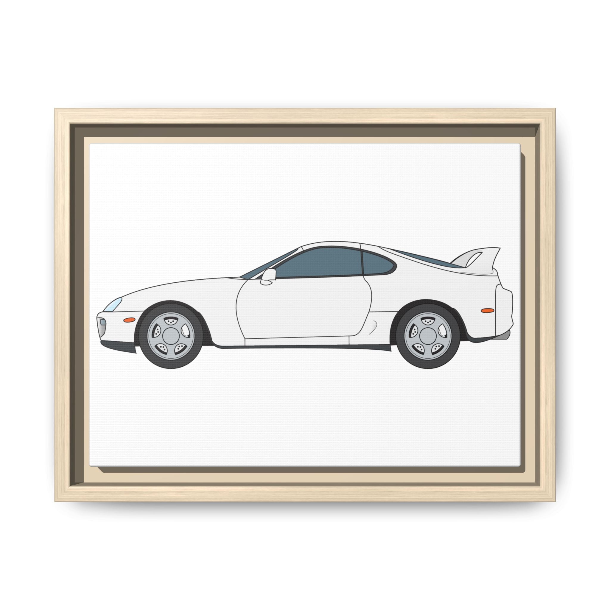 Toyota Supra MK4 Super White ll Art Print — Framed Matte Canvas Wall Decor