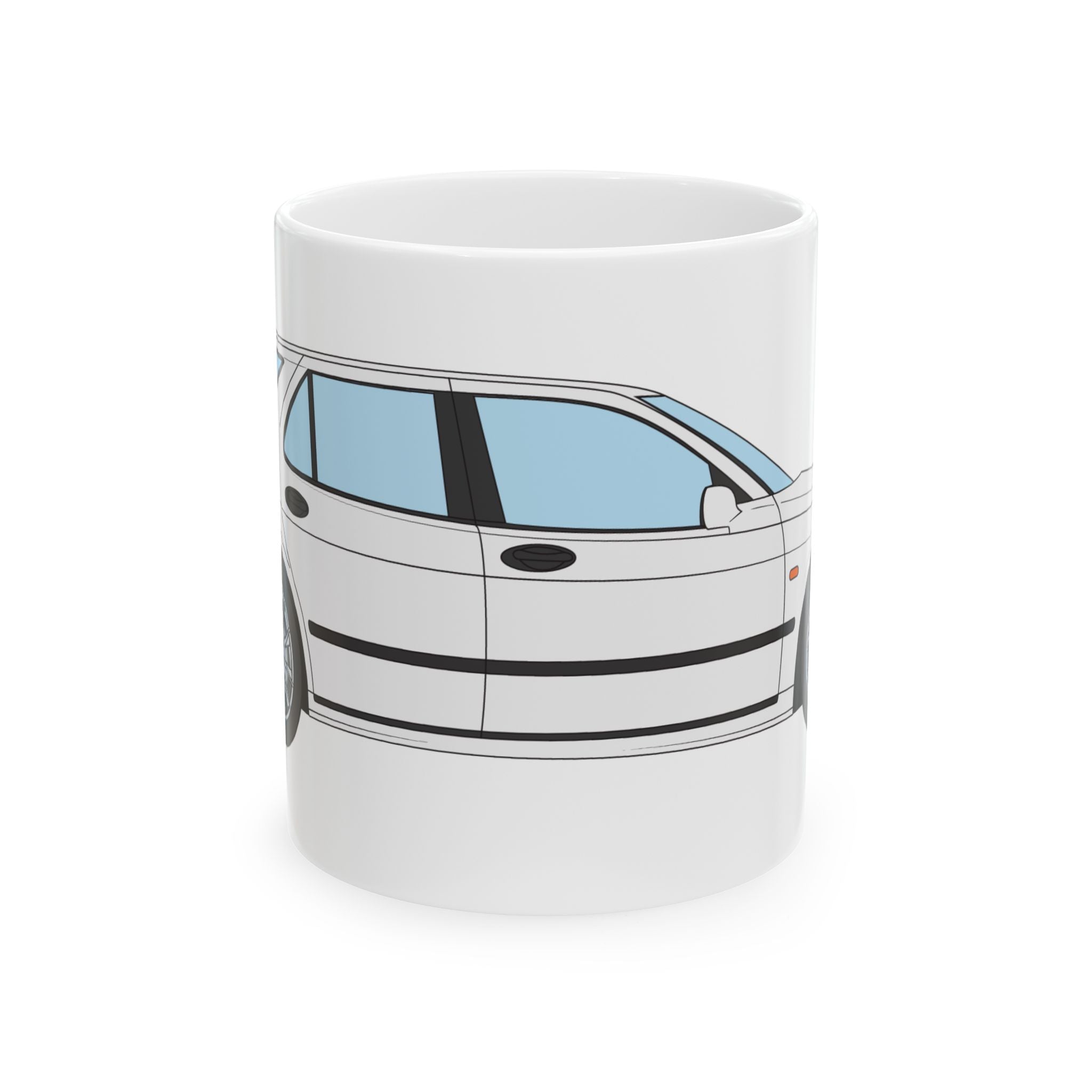 Saab 9-5 OG Aero Wagon Artic White — Ceramic Mug — Coffee Cup (11oz & 15oz)