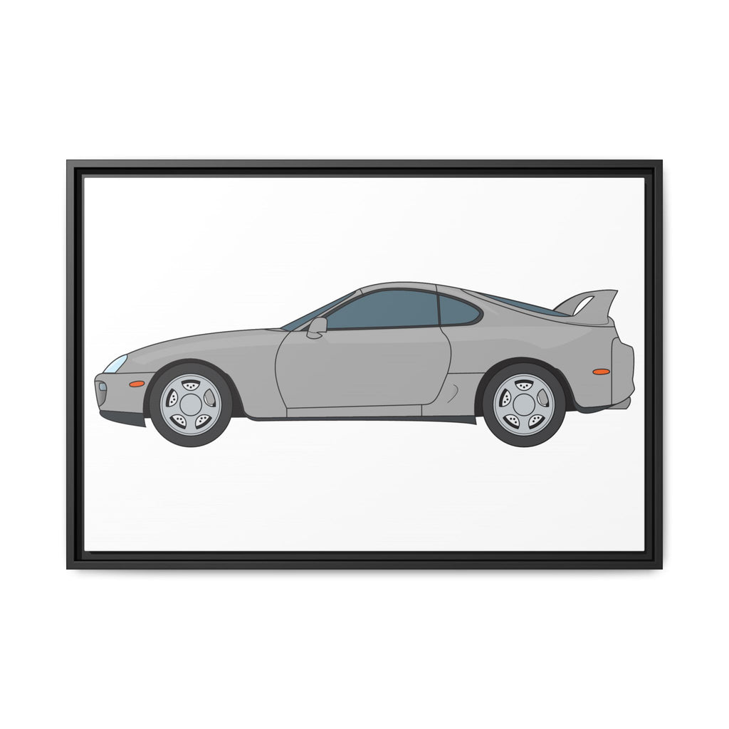 Toyota Supra MK4 Silver Metallic Art Print — Framed Matte Canvas Wall Decor