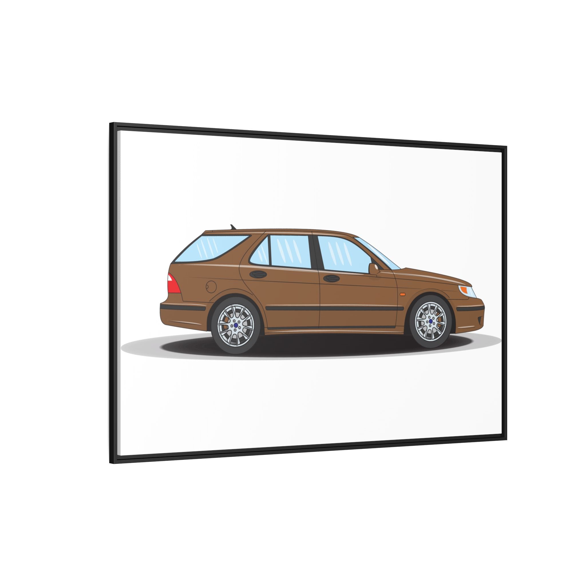 Saab 9-5 OG Aero Wagon Hazelnut Metallic Art Print — Framed Matte Canvas Wall Decor