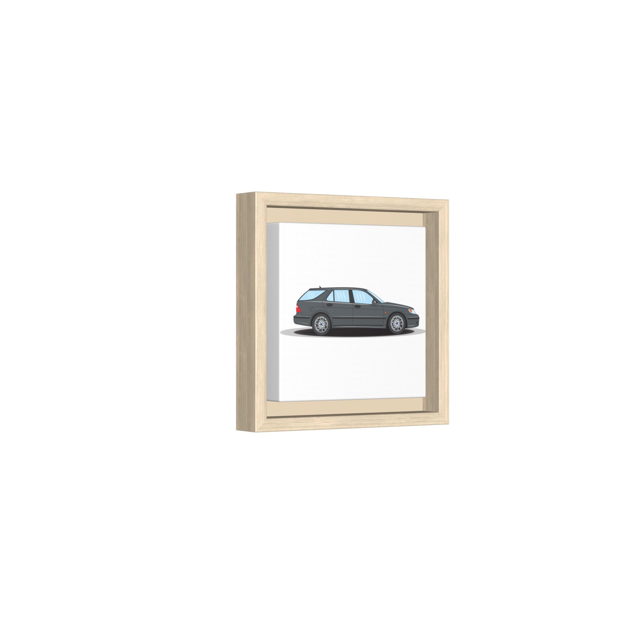 Saab 9-5 OG Aero Steel Grey Art Print — Framed Matte Canvas Wall Decor