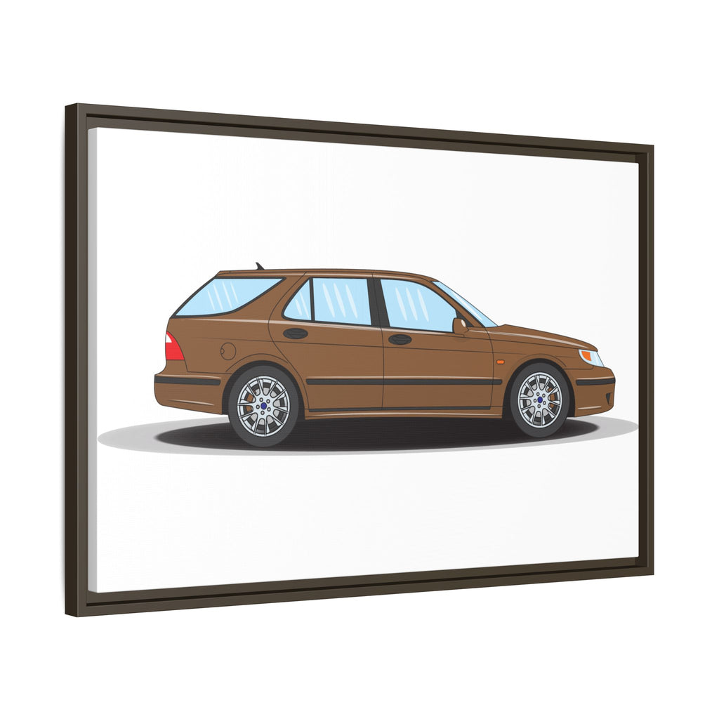 Saab 9-5 OG Aero Wagon Hazelnut Metallic Art Print — Framed Matte Canvas Wall Decor