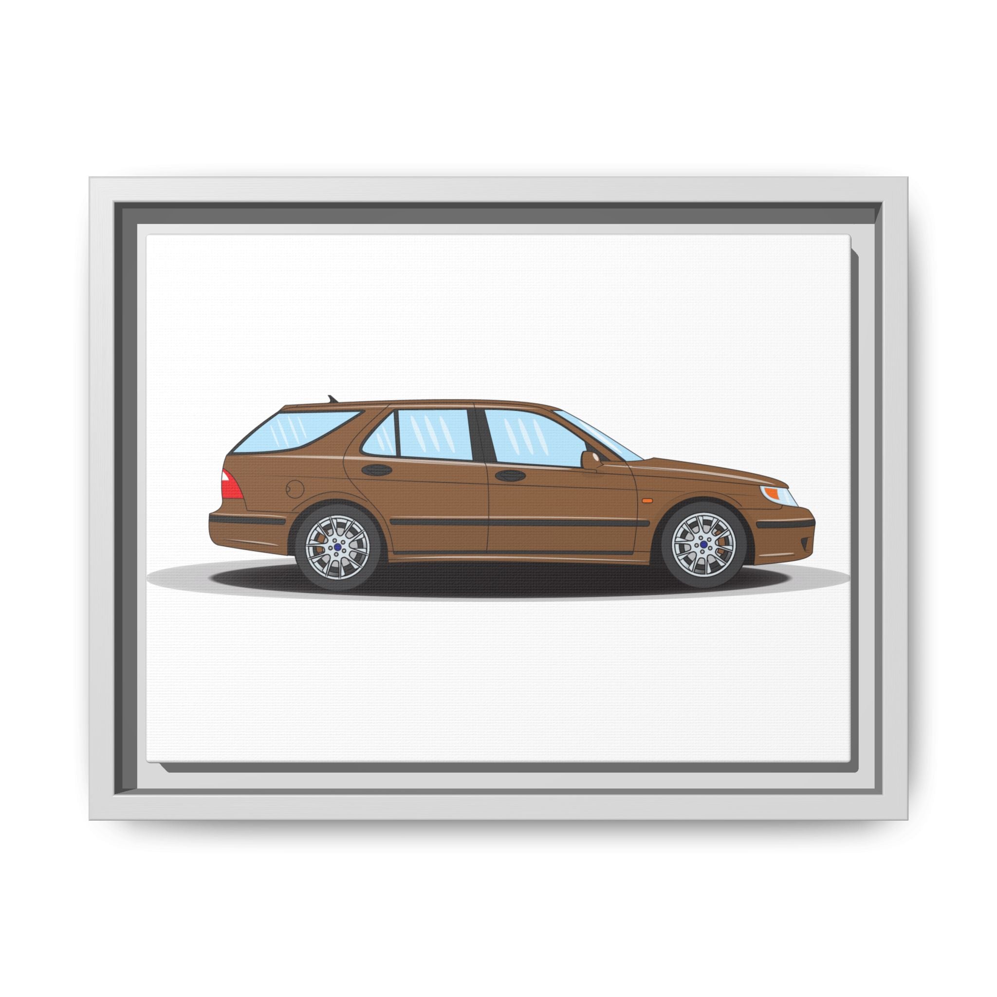 Saab 9-5 OG Aero Wagon Hazelnut Metallic Art Print — Framed Matte Canvas Wall Decor