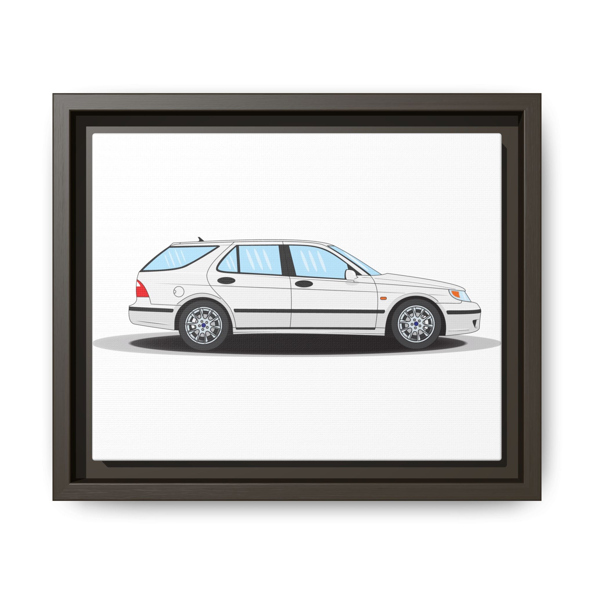 Saab 9-5 OG Aero Wagon Artic White Art Print — Framed Matte Canvas Wall Decor