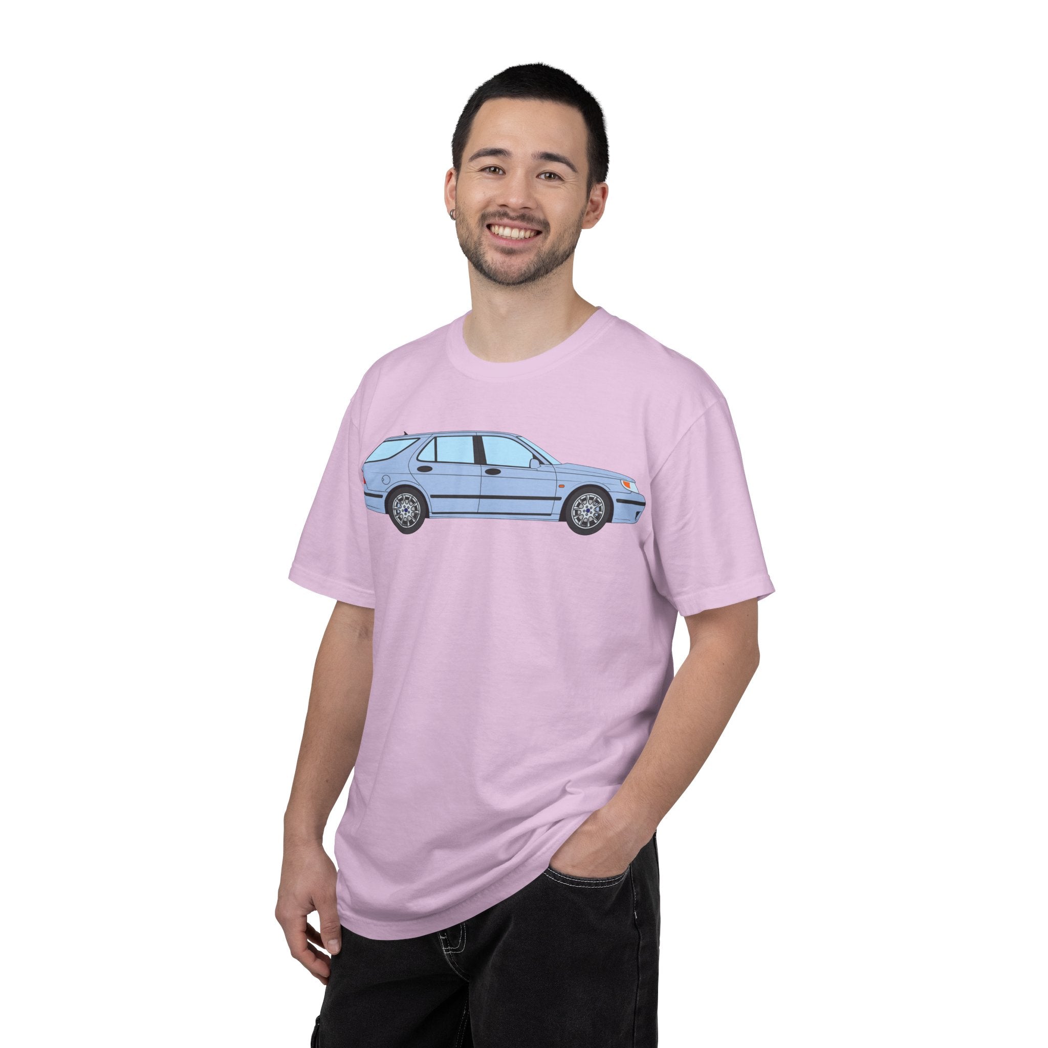 Saab 9-5 OG Aero Wagon Ice Blue  — T-Shirt — Retro Car Graphic Tee