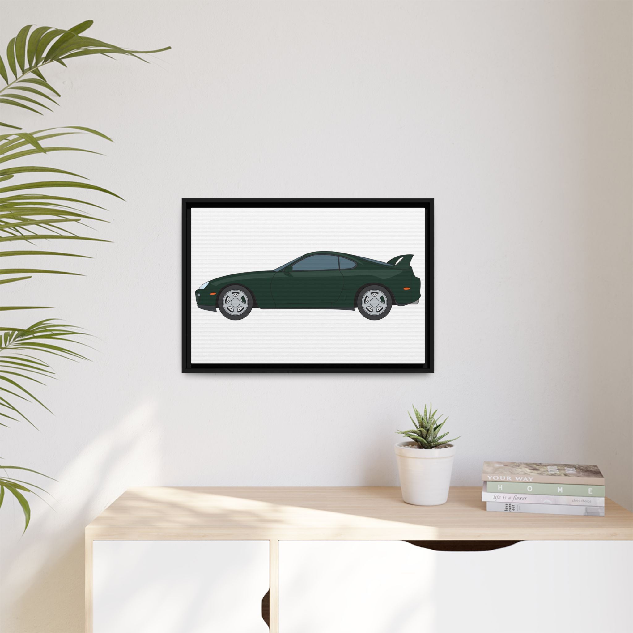 Toyota Supra MK4 Dark Green Mica Art Print — Framed Matte Canvas Wall Decor