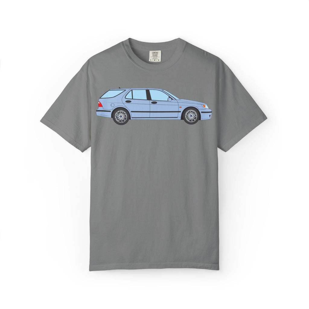 Saab 9-5 OG Aero Wagon Ice Blue  — T-Shirt — Retro Car Graphic Tee