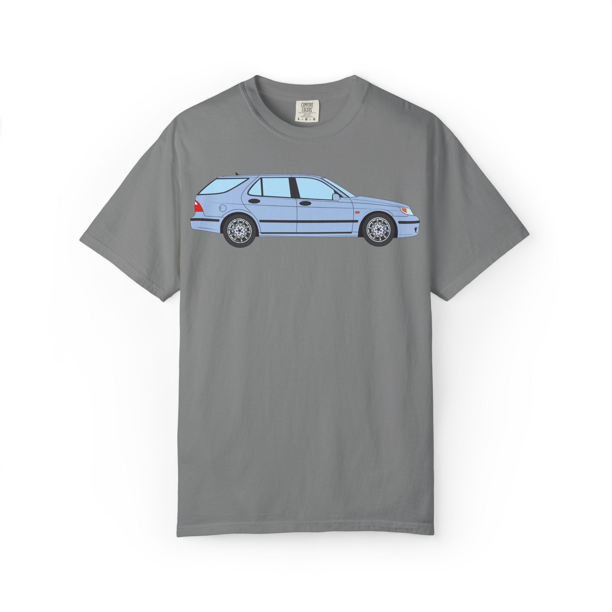 Saab 9-5 OG Aero Wagon Ice Blue  — T-Shirt — Retro Car Graphic Tee