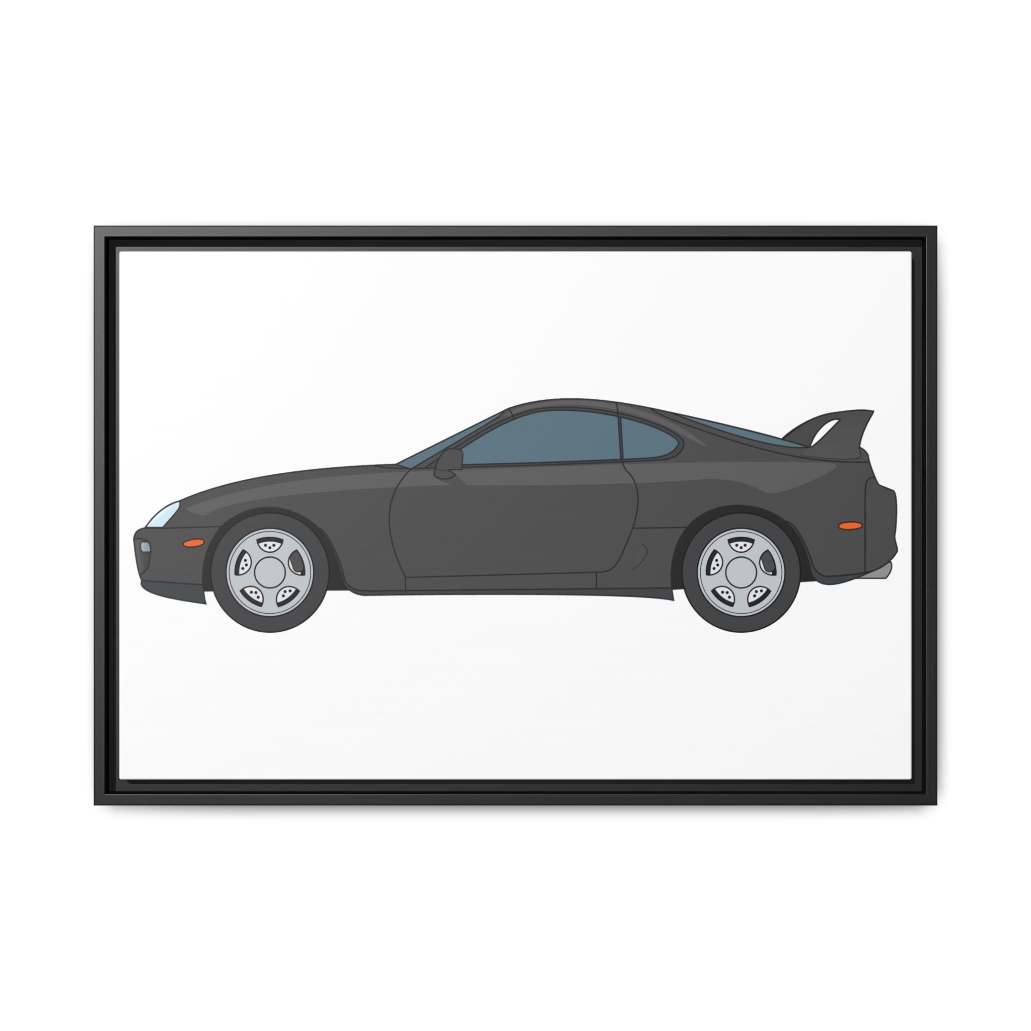 Toyota Supra MK4 Anthracite Art Print — Framed Matte Canvas Wall Decor