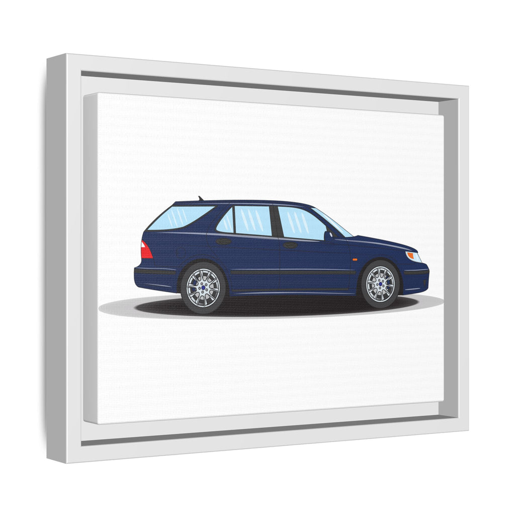 Saab 9-5 OG Aero Wagon Midnight Blue Art Print — Framed Matte Canvas Wall Decor