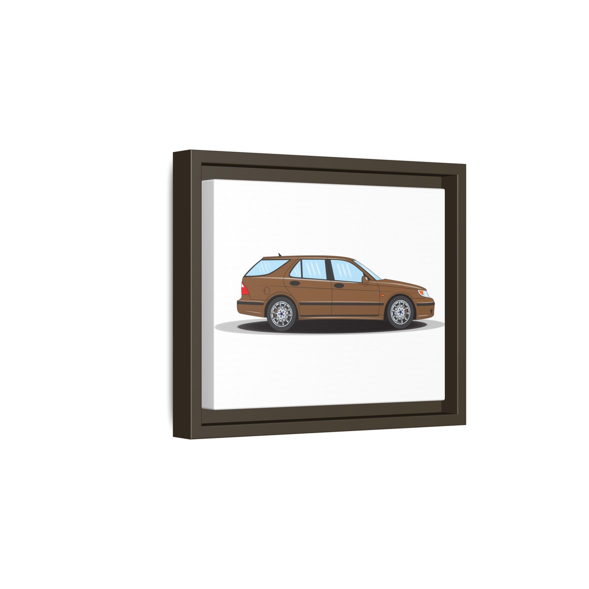 Saab 9-5 OG Aero Wagon Hazelnut Metallic Art Print — Framed Matte Canvas Wall Decor