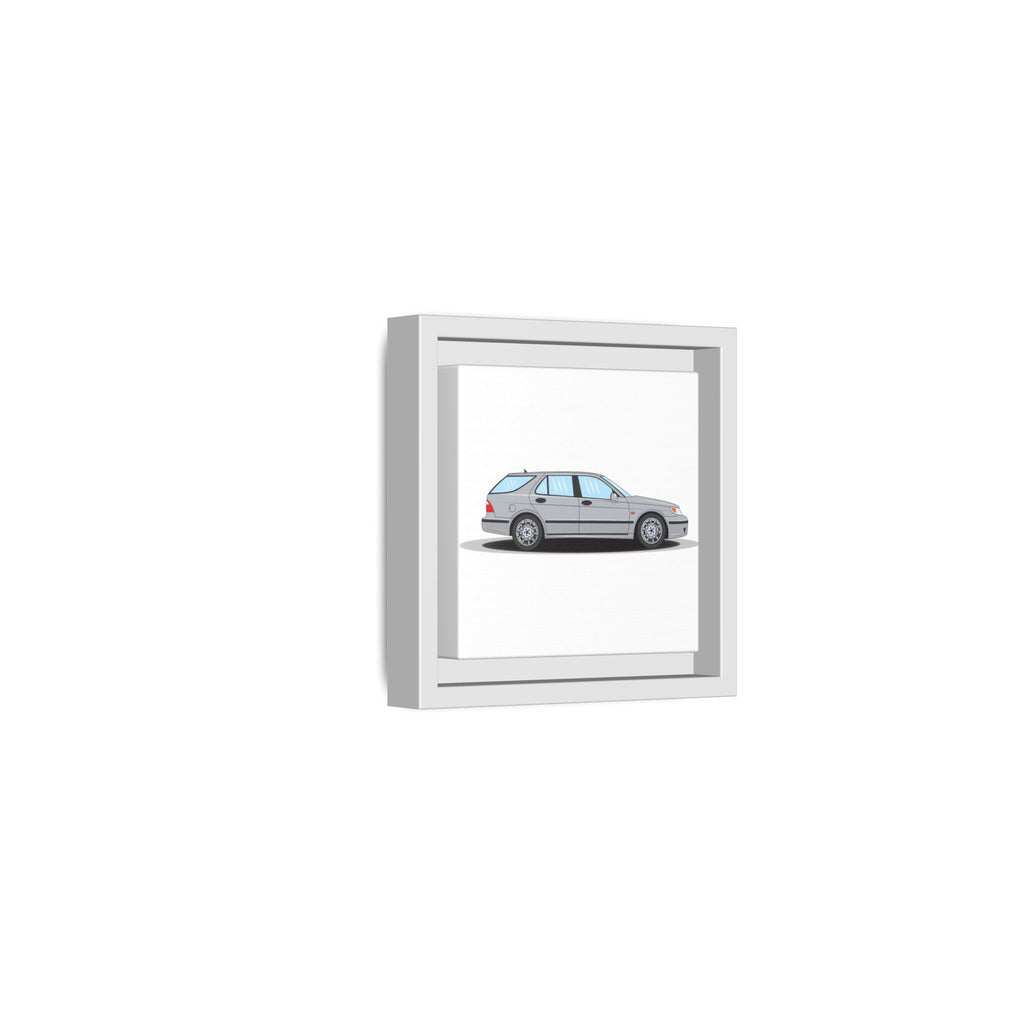 Saab 9-5 OG Aero Wagon Silver Metallic Art Print — Framed Matte Canvas Wall Decor
