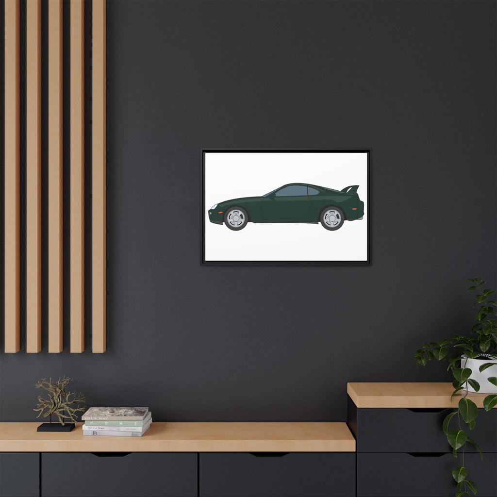 Toyota Supra MK4 Dark Green Mica Art Print — Framed Matte Canvas Wall Decor