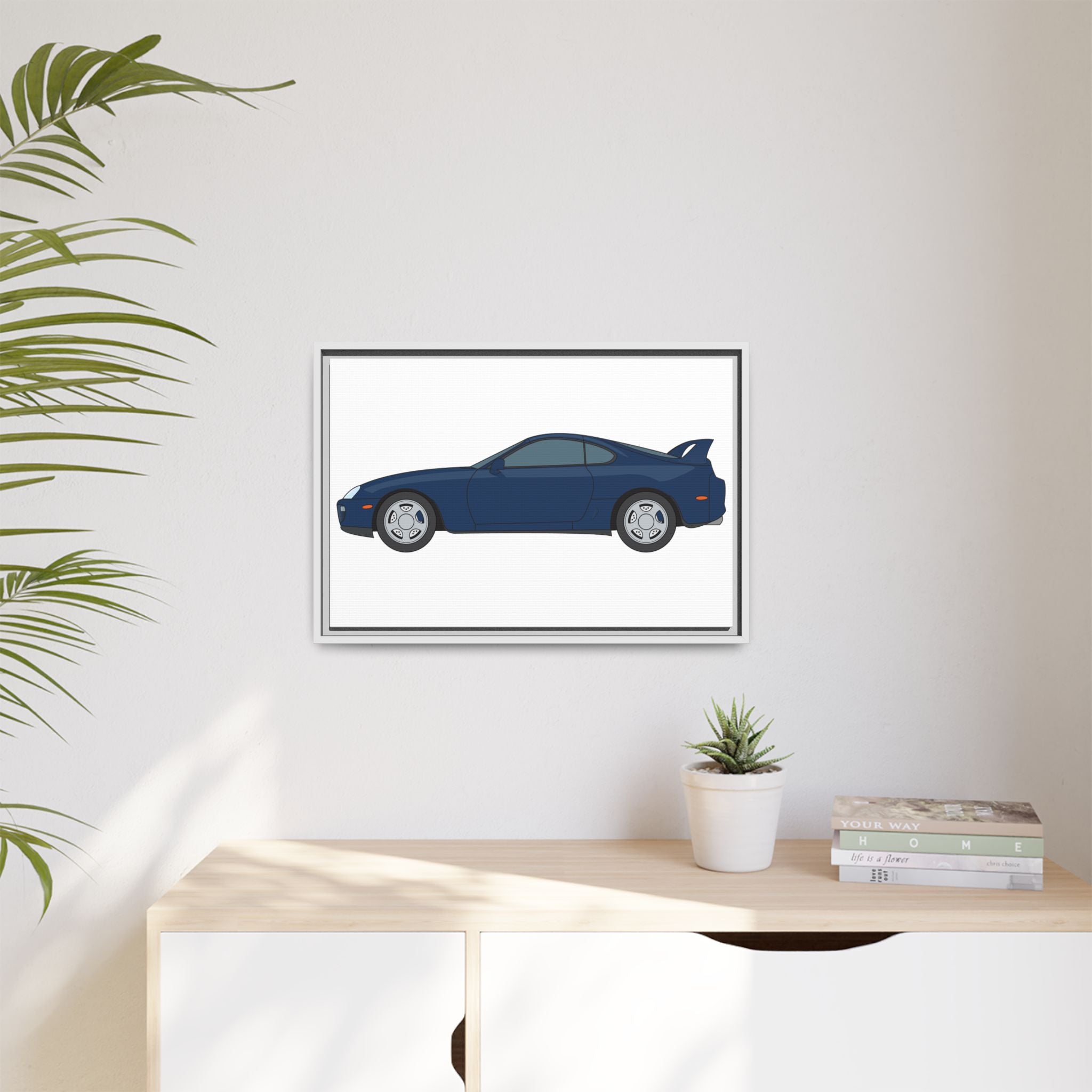 Toyota Supra MK4 Royal Sapphire Art Print — Framed Matte Canvas Wall Decor
