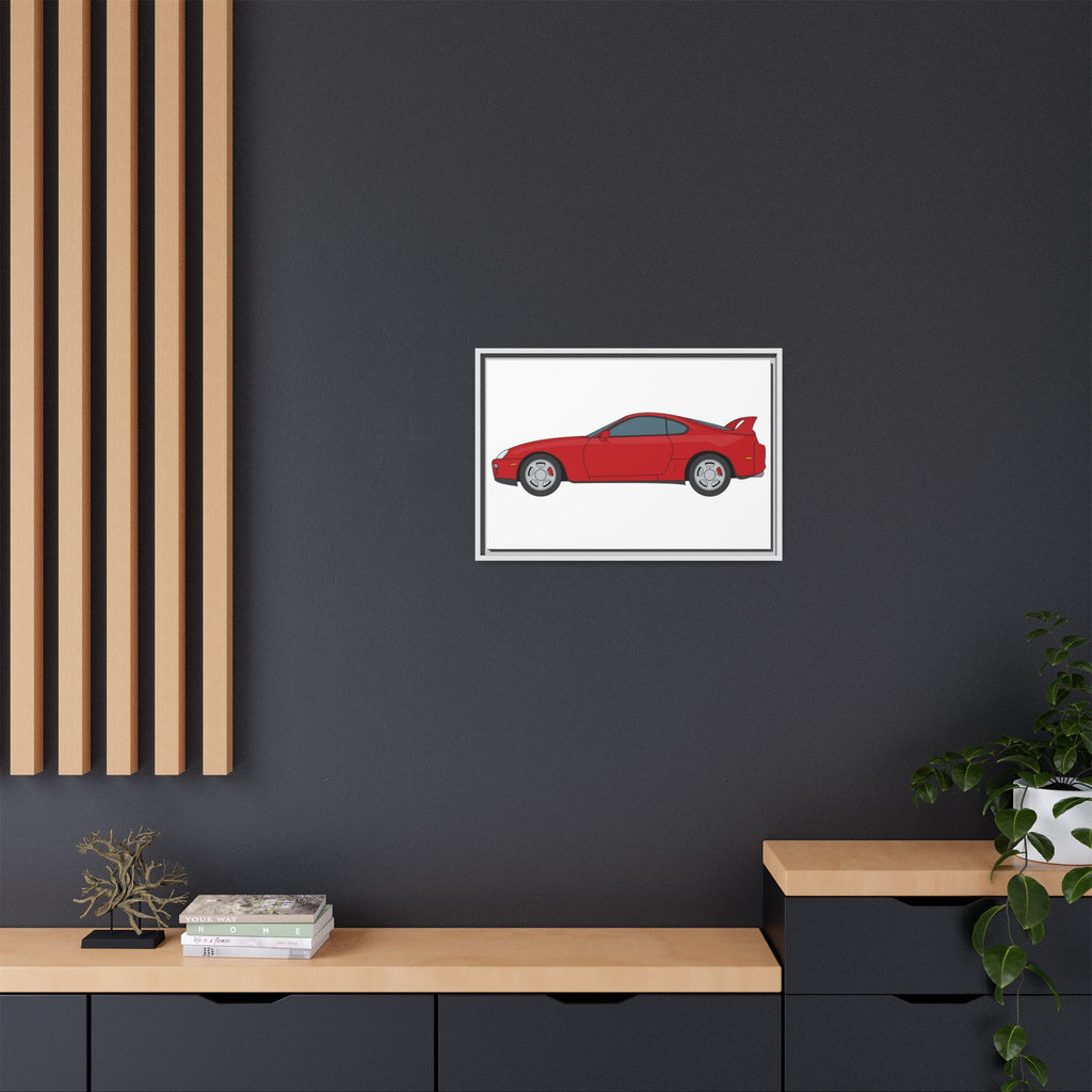 Toyota Supra MK4 Super Red ll Art Print — Framed Matte Canvas Wall Decor