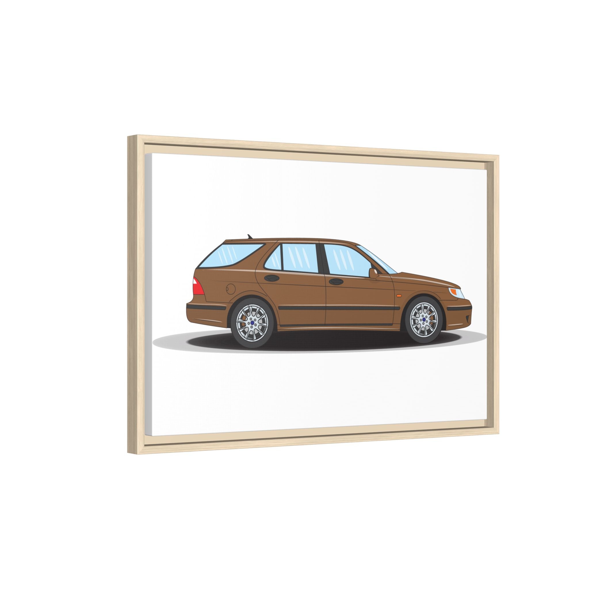 Saab 9-5 OG Aero Wagon Hazelnut Metallic Art Print — Framed Matte Canvas Wall Decor