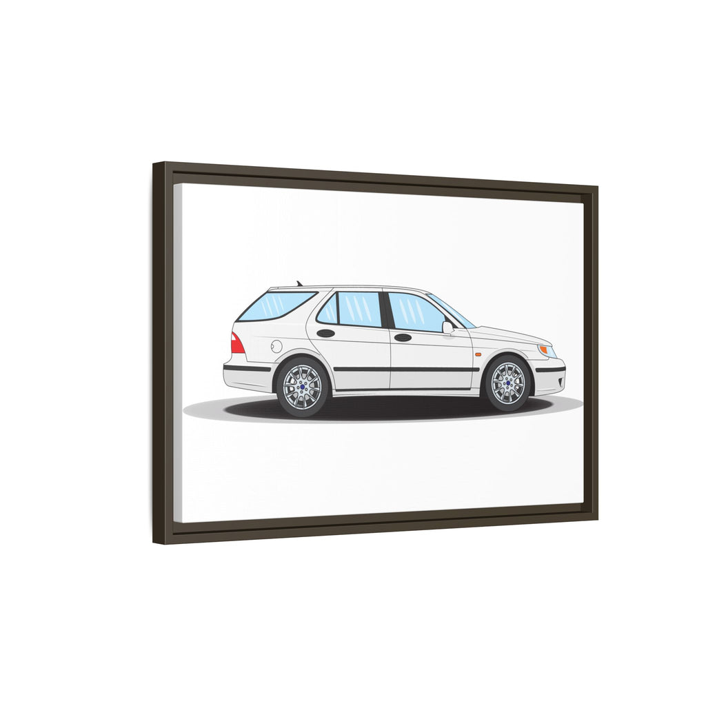 Saab 9-5 OG Aero Wagon Artic White Art Print — Framed Matte Canvas Wall Decor