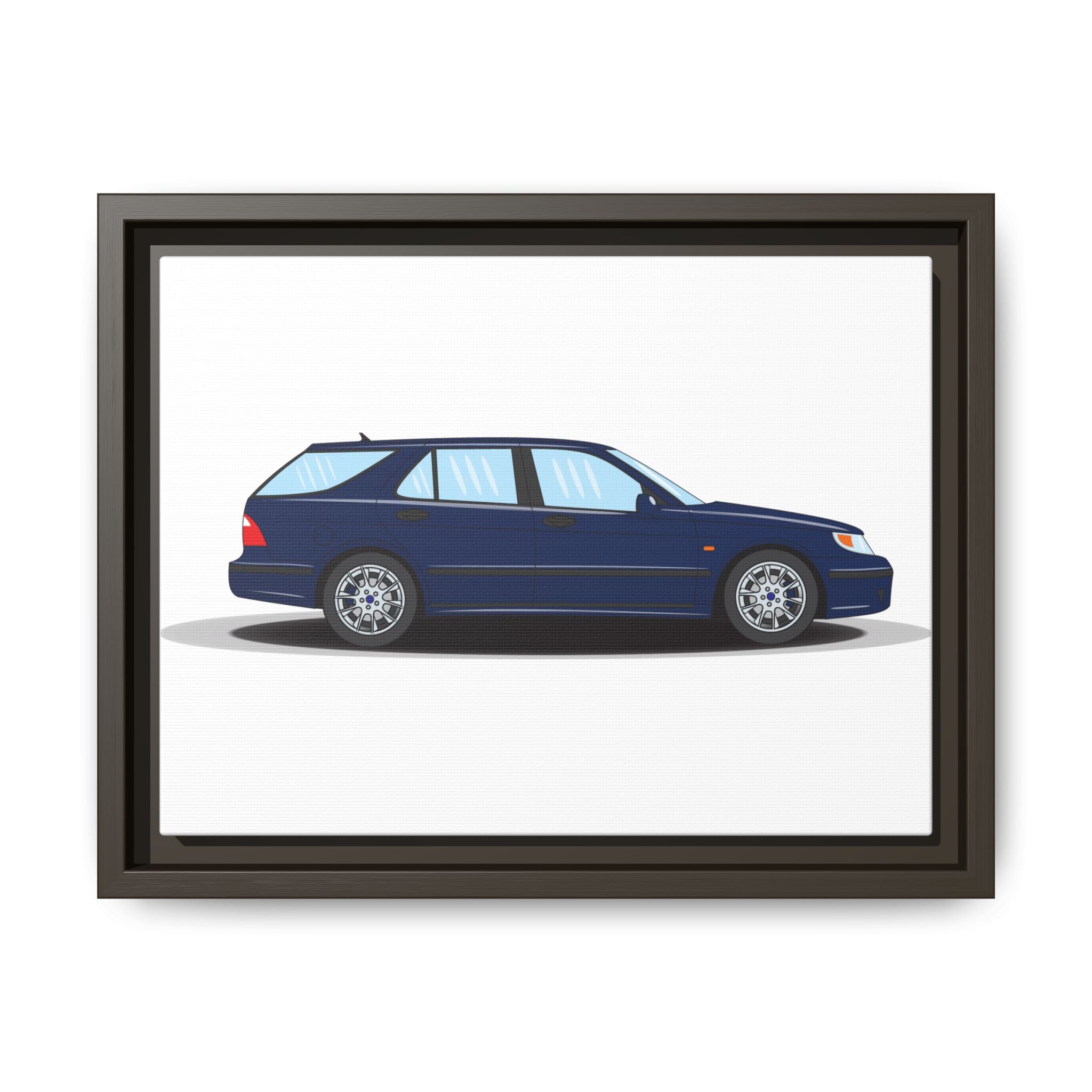 Saab 9-5 OG Aero Wagon Midnight Blue Art Print — Framed Matte Canvas Wall Decor