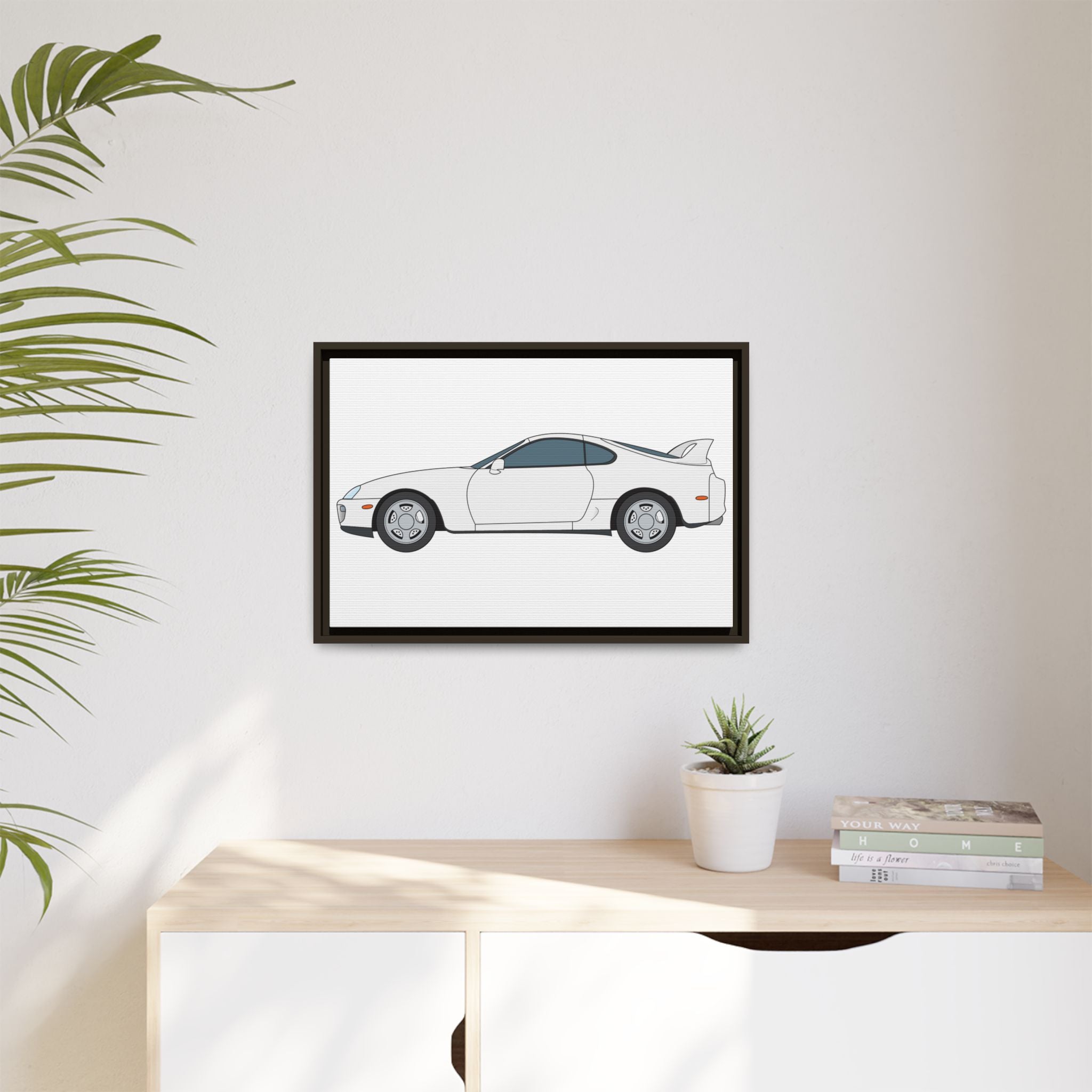 Toyota Supra MK4 Super White ll Art Print — Framed Matte Canvas Wall Decor