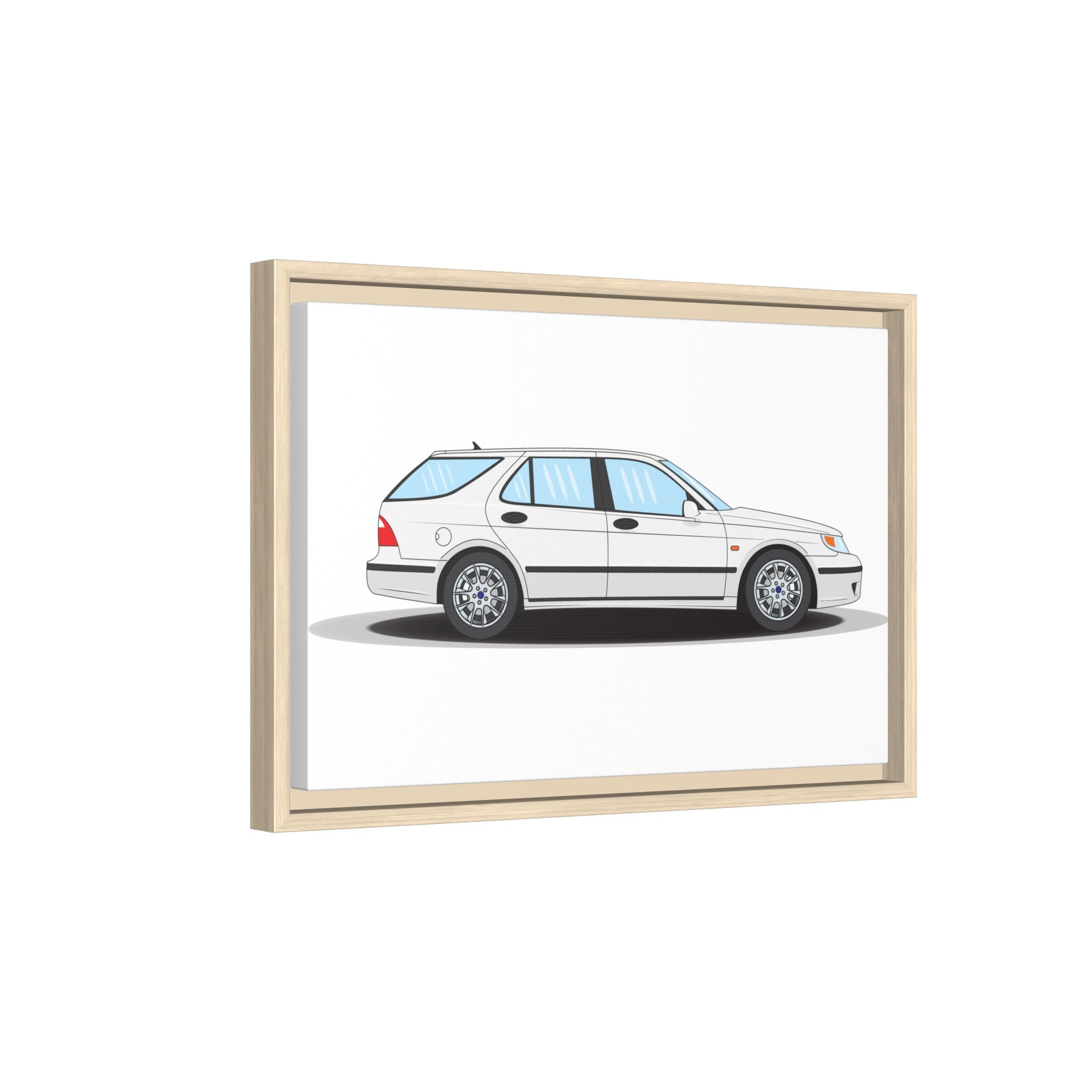 Saab 9-5 OG Aero Wagon Artic White Art Print — Framed Matte Canvas Wall Decor
