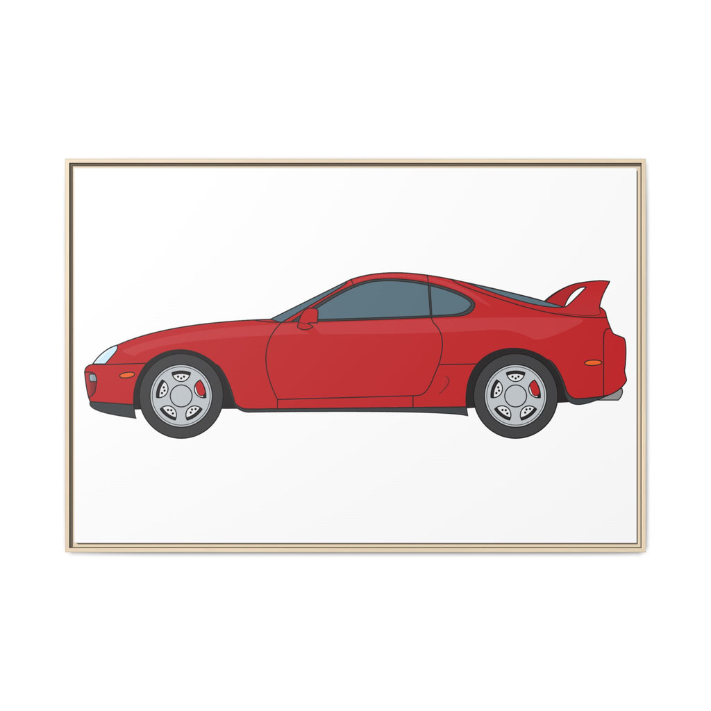 Toyota Supra MK4 Super Red ll Art Print — Framed Matte Canvas Wall Decor