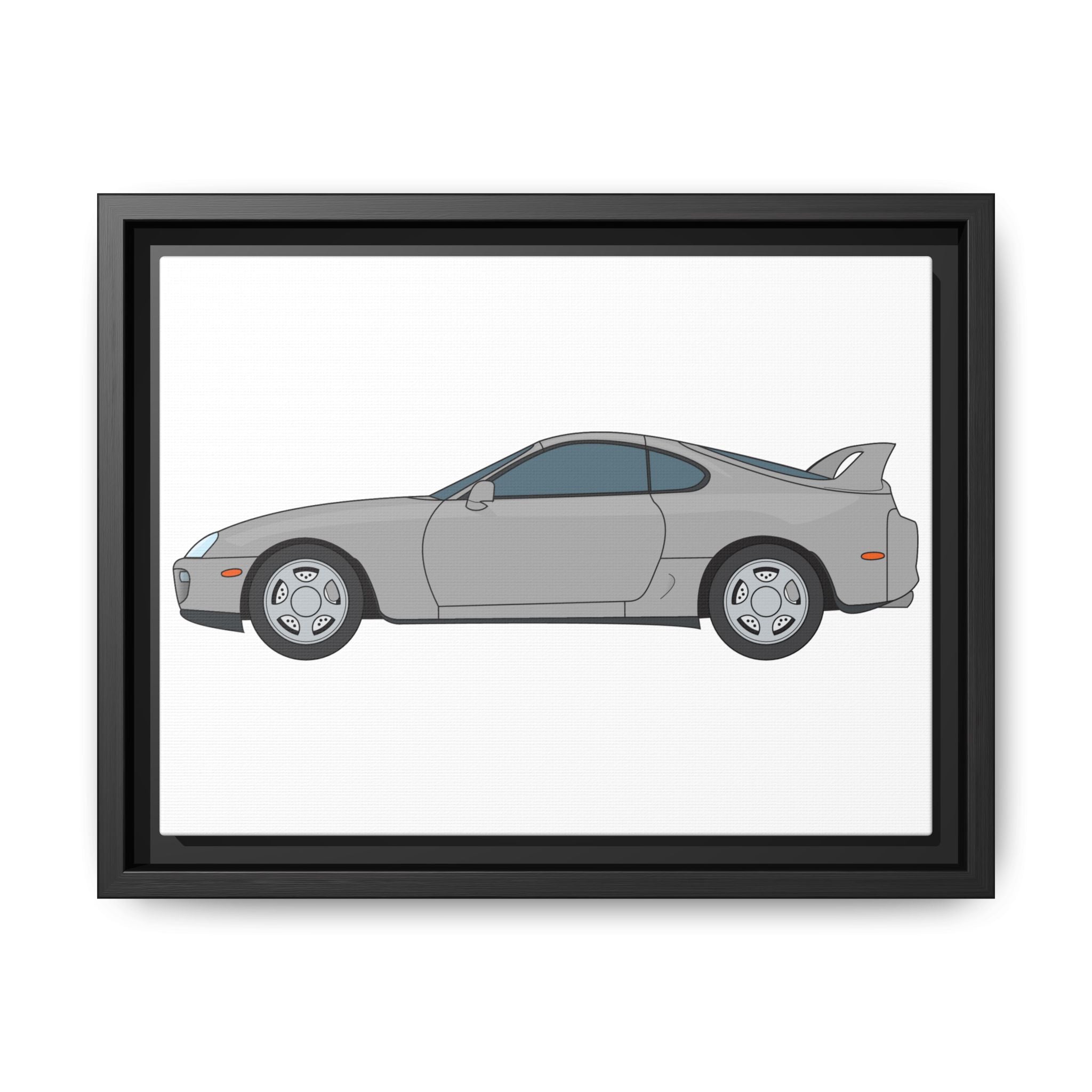 Toyota Supra MK4 Silver Metallic Art Print — Framed Matte Canvas Wall Decor