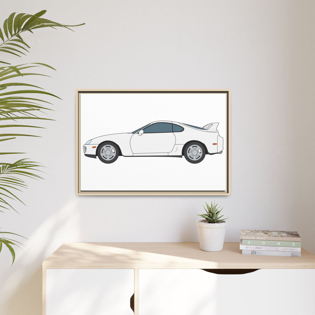 Toyota Supra MK4 Super White ll Art Print — Framed Matte Canvas Wall Decor