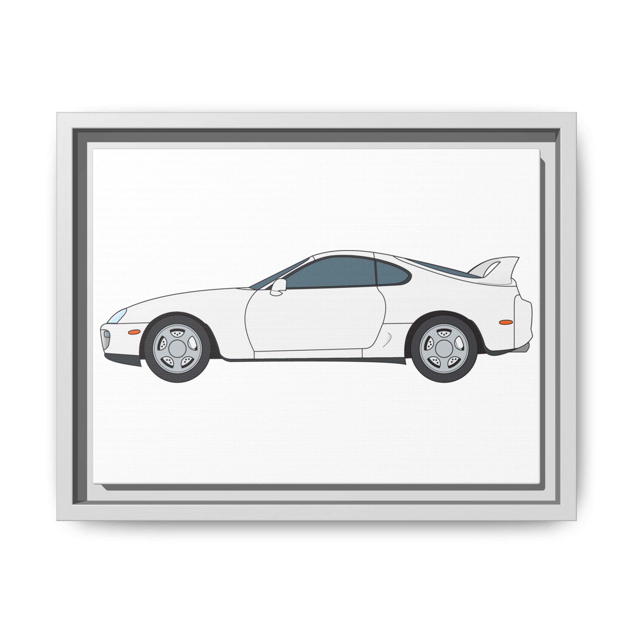 Toyota Supra MK4 Super White ll Art Print — Framed Matte Canvas Wall Decor
