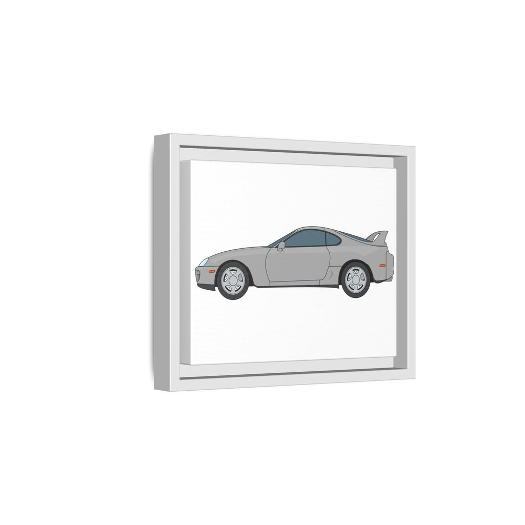 Toyota Supra MK4 Silver Metallic Art Print — Framed Matte Canvas Wall Decor