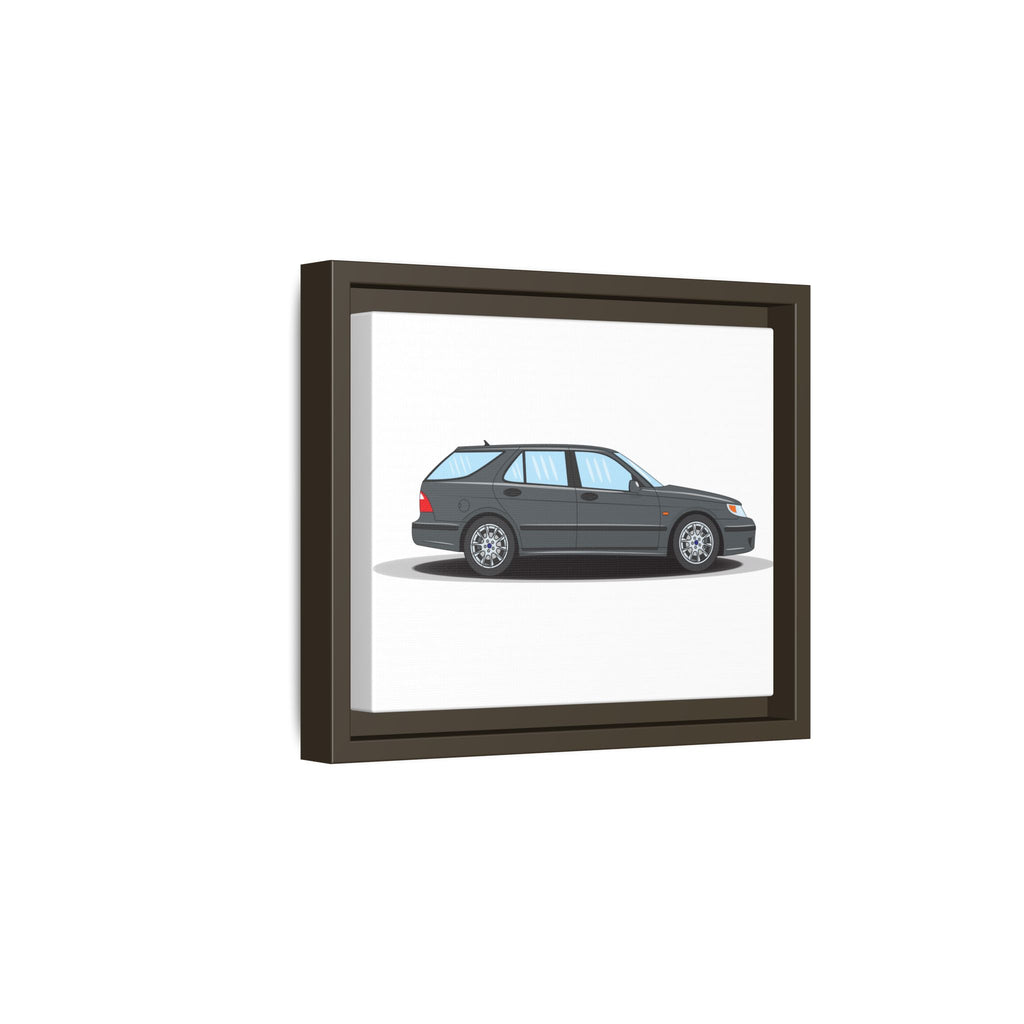 Saab 9-5 OG Aero Steel Grey Art Print — Framed Matte Canvas Wall Decor