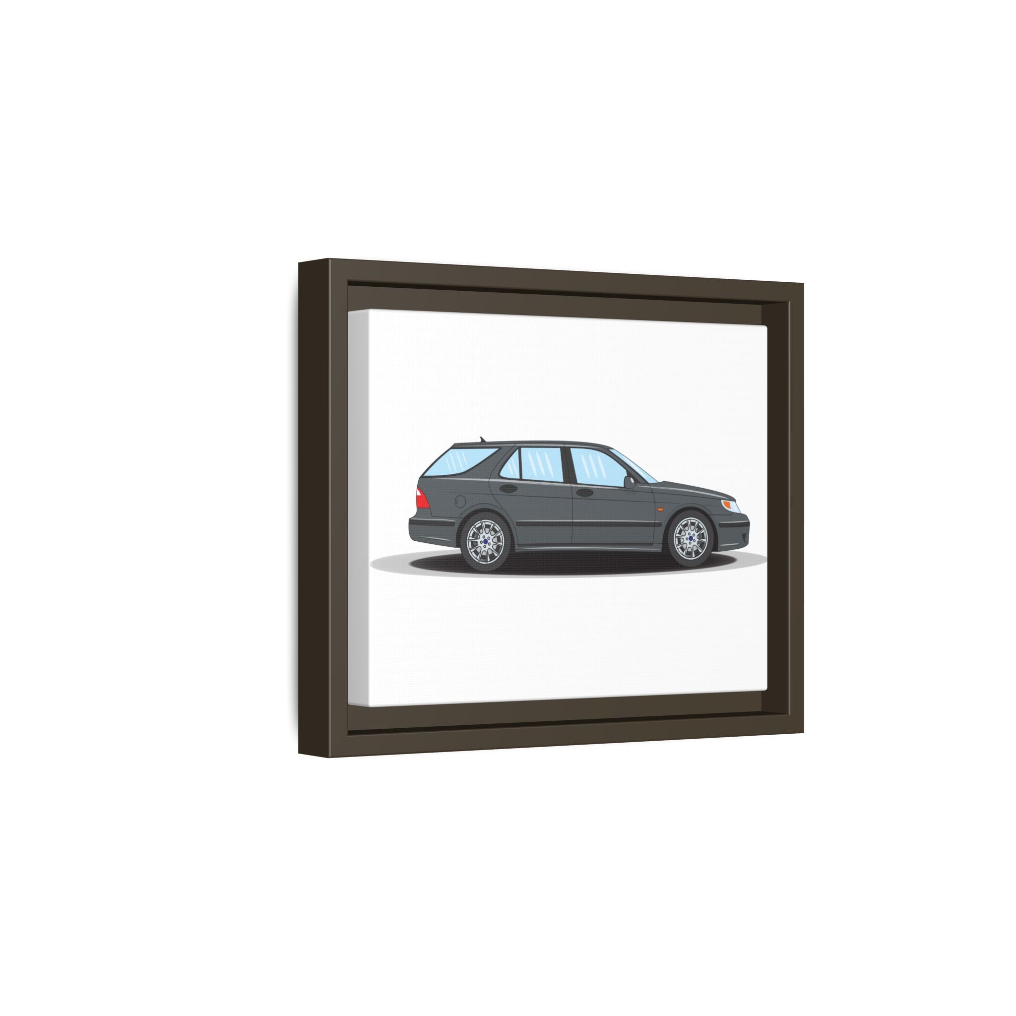 Saab 9-5 OG Aero Steel Grey Art Print — Framed Matte Canvas Wall Decor
