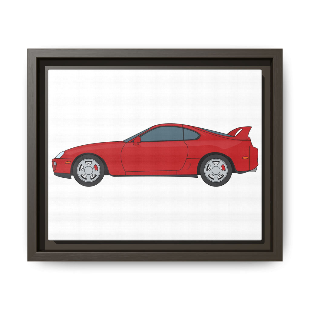 Toyota Supra MK4 Super Red ll Art Print — Framed Matte Canvas Wall Decor