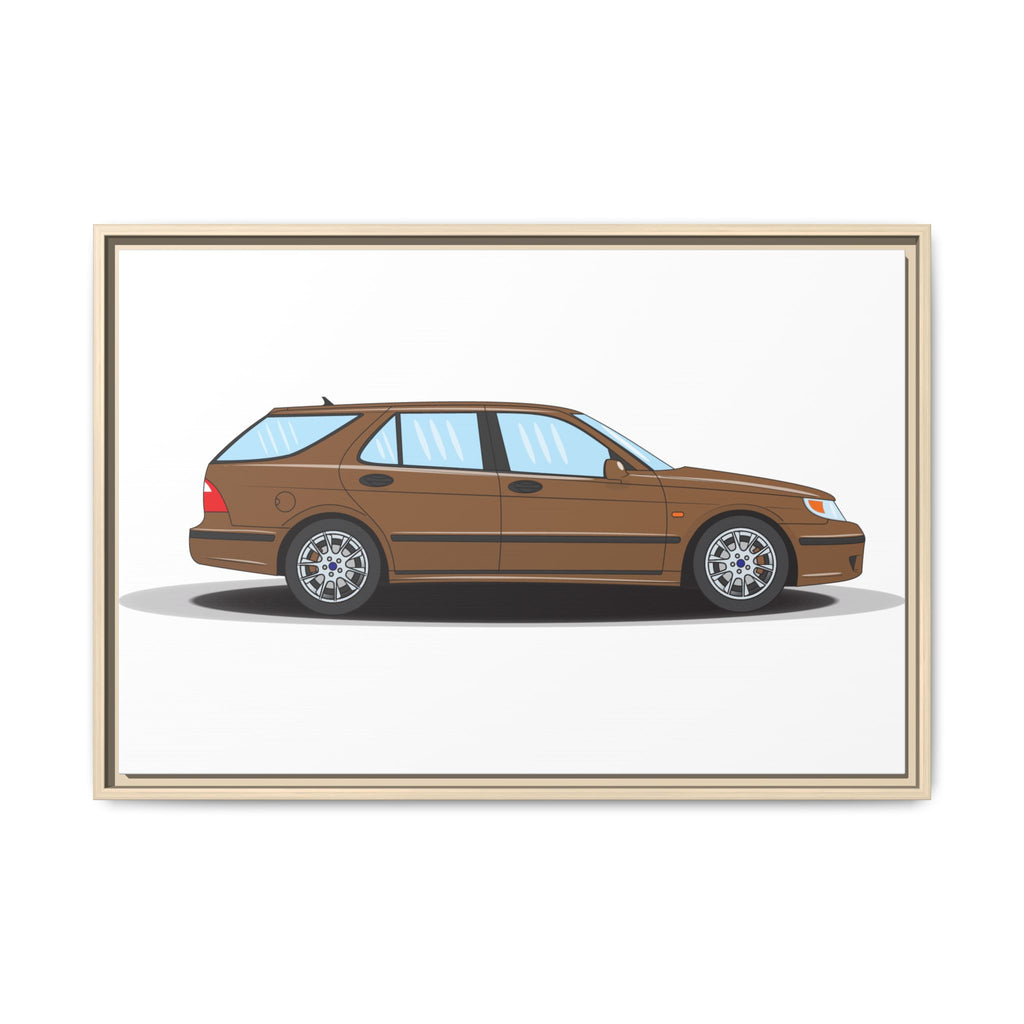 Saab 9-5 OG Aero Wagon Hazelnut Metallic Art Print — Framed Matte Canvas Wall Decor